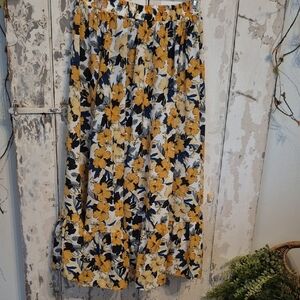 Yellow and Blue Floral  Skirt